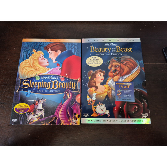 Sleeping Beauty Beauty and The Beast Movie Bundle DVDs Special Edition New - Picture 1 of 16